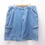 W38★古着 ラングラー Wrangler ショート カーゴ パンツ ショーツ メンズ コットン 紺 ネイビー デニム 【spe】 25sep02 中古 ボトムス 短パン ショーパン