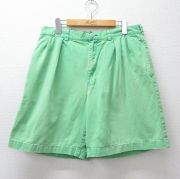 W34★古着 ラルフローレン ショート ブランド チノ パンツ チノパン ショーツ メンズ 90年代 90s TYLER ワンポイントロゴ コットン 黄緑【spe】 26mar28