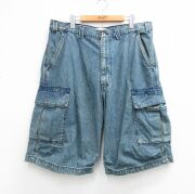 W34★古着 リーバイス Levis カーゴ ショート パンツ ショーツ メンズ コットン 紺 デニム【spe】 26apr14