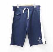 W34★古着 ラルフローレン ショート ブランド スウェットパンツ ショーツ メンズ 90年代 90s ワンポイントロゴ イカリ ステンシル 紺他【spe】 26apr14