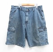 W38★古着 ラングラー ショート カーゴ パンツ ショーツ メンズ コットン 紺 デニム【spe】 26apr25