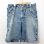 W37★古着 リーバイス Levis 569 ハーフ パンツ ショーツ メンズ ヒゲ コットン 紺 デニム【spe】 26apr23