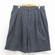 W33★古着 ギャップ GAP ショート パンツ ショーツ メンズ 90年代 90s コットン 紺他 チェック【spe】 26may01