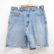 W37★古着 リーバイス Levis 550 ショート パンツ ショーツ メンズ 90年代 90s ヒゲ ボロ コットン USA製 紺 デニム【spe】 26may08