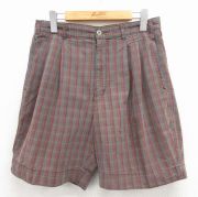 W31★古着 ドッカーズ ショート パンツ ショーツ メンズ 90年代 90s エンジ他 チェック【spe】 26may11