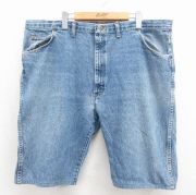 W43★古着 ラングラー ショート パンツ ショーツ メンズ 90年代 90s 大きいサイズ コットン USA製 ネイビー デニム【spe】 26may15