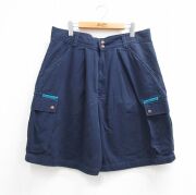 W35★古着 ショート カーゴ パンツ ショーツ メンズ 90年代 90s コットン USA製 ネイビー【spe】 26may25