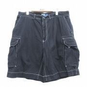 W38★古着 ラルフローレン ショート ブランド カーゴ チノ パンツ チノパン ショーツ メンズ 90年代 90s ワンポイントロゴ コットン ブラック【spe】 26jun04