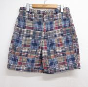 W34★古着 ブルックスブラザーズ ショート パンツ ショーツ メンズ 00年代 00s パッチワーク コットン ネイビー チェック【spe】 26jun16