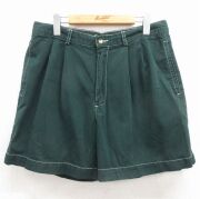 W33★古着 オールドネイビー OLD NAVY ショート パンツ ショーツ メンズ 00年代 00s コットン グリーン【spe】 26jun23