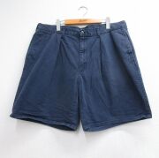W38★古着 ラルフローレン ブランド ショート チノ パンツ チノパン ショーツ メンズ 90年代 90s コットン USA製 ネイビー【spe】 26jun23