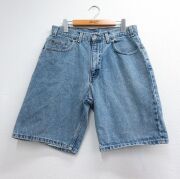 W32★古着 アリゾナ ショート パンツ ショーツ メンズ 90年代 90s コットン USA製 ネイビー デニム【spe】 26jun26