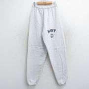 W29★古着 スウェット パンツ メンズ 90年代 90s ミリタリー ネイビー NAVY USA製 薄グレー 霜降り 【spe】 25oct21 中古 ボトムス ロング