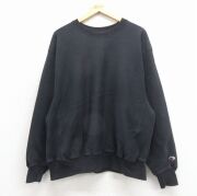 古着通販 L☆古着 長袖 スウェット メンズ クルーネック 黒