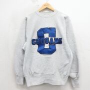 L★古着 長袖 チャンピオン Champion リバースウィーブ メンズ 90年代 90s クーガーズ クルーネック USA製 グレー 霜降り【spe】 26may19