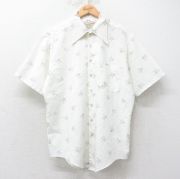 古着 70s 総柄 半袖 シャツ vintage archive 60s 70s EURO permaflott 総柄 レトロ シャツ 長袖 ホワイト
