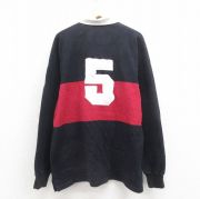 XL★古着 ラルフローレン Ralph Lauren 長袖 ブランド ラガー シャツ メンズ 90年代 90s 5 大きいサイズ コットン USA製 黒 ブラック 【spe】 25aug09 中古 トップス
