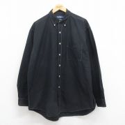 XL★古着 ラルフローレン Ralph Lauren 長袖 ブランド シャツ メンズ 90年代 90s ワンポイントロゴ BIG SHIRT 大きいサイズ コットン ボタンダウン 黒 ブラック 【spe】 25aug18 中古 トップス