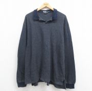 XL★古着 長袖 ブランド ポロ シャツ メンズ 90年代 90s ワンポイントロゴ コットン 開襟 オープンカラー 紺他 ネイビー 【spe】 25aug27 中古 トップス