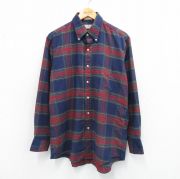 XL★古着 エルエルビーン LLBEAN 長袖 ブランド シャツ メンズ 80年代 80s ボタンダウン USA製 紺他 ネイビー チェック 【spe】 25sep02 中古 トップス