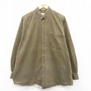 XL★古着 エディーバウアー 長袖 ブランド シャツ メンズ 00年代 00s 総柄 大きいサイズ ロング丈 コットン ボタンダウン 茶系他 ブラウン 【spe】 25sep09 中古 トップス