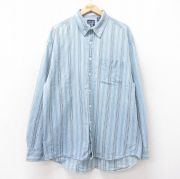 XL★古着 ギャップ GAP 長袖 ブランド シャツ メンズ 90年代 90s ロング丈 コットン 薄紺他 ネイビー ストライプ 【spe】 25sep10 中古 トップス