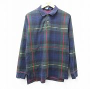 M★古着 ラルフローレン Ralph Lauren 長袖 ブランド ポロ シャツ メンズ 90年代 90s ワンポイントロゴ コットン USA製 緑他 グリーン チェック 【spe】 25sep18 中古 トップス