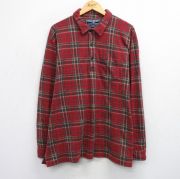 XL★古着 ラルフローレン Ralph Lauren ポロスポーツ 長袖 ブランド シャツ メンズ ワンポイントロゴ 大きいサイズ コットン 赤他 レッド チェック 【spe】 25sep25 中古 トップス