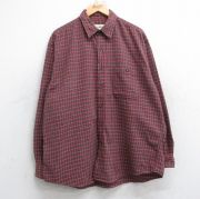 XL★古着 エディーバウアー 長袖 ブランド シャツ メンズ 00年代 00s 大きいサイズ コットン ボタンダウン 赤他 レッド チェック 【spe】 25oct14 中古 トップス