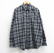 XL★古着 ラルフローレン Ralph Lauren 長袖 ブランド シャツ メンズ 90年代 90s HALPERN 大きいサイズ ロング丈 USA製 グレー他 チェック 【spe】 25oct20 中古 トップス