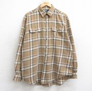 XL★古着 ラルフローレン Ralph Lauren 長袖 ブランド シャツ メンズ 90年代 90s HALPERN 大きいサイズ ベージュ他 カーキ チェック 【spe】 25oct20 中古 トップス
