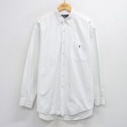 XL★古着 ラルフローレン Ralph Lauren 長袖 ブランド シャツ メンズ 90年代 90s ワンポイントロゴ ビッグシャツ 大きいサイズ ロング丈 コットン ボタンダウン 白 ホワイト 【spe】 25oct24 中古 トップス