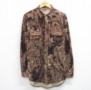 L★古着 エルエルビーン LLBEAN 長袖 ブランド フリース シャツ メンズ 80年代 80s ロング丈 ベージュ他 カーキ 迷彩 【spe】 25nov04 中古 トップス