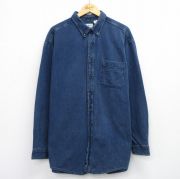 XL★古着 エルエルビーン LLBEAN 長袖 ブランド シャツ メンズ 90年代 90s 大きいサイズ ロング丈 コットン ボタンダウン USA製 紺 ネイビー 【spe】 25nov04 中古 トップス