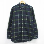 XL★古着 ラルフローレン Ralph Lauren 長袖 ブランド シャツ メンズ 90年代 90s ワンポイントロゴ ビッグシャツ 大きいサイズ コットン ボタンダウン 緑他 グリーン タータン チェック ブラックウォッチ 【spe】 25nov04 中古 トップス