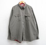 XL★古着 エルエルビーン 長袖 ブランド シャツ メンズ 80年代 80s 大きいサイズ ロング丈 コットン USA製 グレー 内側フランネル【spe】 25dec02