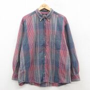 XL★古着 ドッカーズ 長袖 ブランド シャツ メンズ 90年代 90s 大きいサイズ コットン ボタンダウン 紺他 チェック【spe】 26feb09