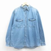 XL★古着 ギャップ GAP 長袖 ブランド シャツ メンズ 90年代 90s コットン 紺 デニム【spe】 26feb09