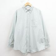 XL★古着 ブルックスブラザーズ 長袖 ブランド シャツ メンズ 90年代 90s 大きいサイズ コットン ボタンダウン USA製 緑 ストライプ【spe】 26feb16