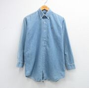 L★古着 ラルフローレン 長袖 ブランド シャツ メンズ ワンポイントロゴ コットン ボタンダウン 薄紺 デニム【spe】 26mar04