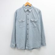 XL★古着 エルエルビーン 長袖 ブランド シャツ メンズ 80年代 80s コットン USA製 紺他 ストライプ【spe】 26mar11