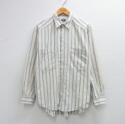 L★古着 ドッカーズ 長袖 ブランド シャツ メンズ 90年代 90s ワンポイントロゴ コットン 薄黄他 ストライプ【spe】 26mar11