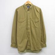 XL★古着 ギャップ GAP 長袖 ブランド シャツ メンズ 90年代 90s 大きいサイズ ロング丈 コットン ボタンダウン 茶系【spe】 26mar18