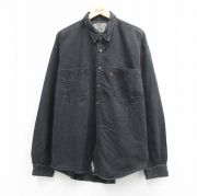 XL★古着 リーバイス Levis 長袖 ブランド シャツ メンズ 00年代 00s 大きいサイズ ロング丈 コットン 黒 デニム【spe】 26apr08