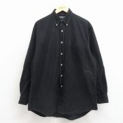 XL★古着 ラルフローレン 長袖 ブランド シャツ メンズ 90年代 90s ワンポイントロゴ BIG SHIRT 大きいサイズ コットン ボタンダウン 黒【spe】 26apr08