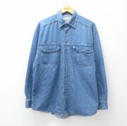 XL★古着 リーバイス Levis シルバータブ 長袖 ブランド シャツ メンズ 00年代 00s コットン 紺 デニム【spe】 26apr14