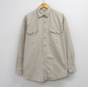 XL★古着 エディーバウアー 長袖 ブランド シャツ メンズ 90年代 90s 大きいサイズ ロング丈 コットン ベージュ【spe】 26apr20