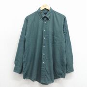 L★古着 ランズエンド 長袖 ブランド シャツ メンズ 90年代 90s ボタンダウン USA製 緑 ストライプ【spe】 26apr28