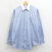 XL★古着 ブルックスブラザーズ 長袖 ブランド シャツ メンズ 90年代 90s 大きいサイズ コットン USA製 薄紺【spe】 26may12