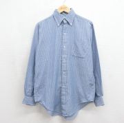 L★古着 ブルックスブラザーズ 長袖 ブランド シャツ メンズ 70年代 70s 6ボタン ブルー ストライプ【spe】 26jun12